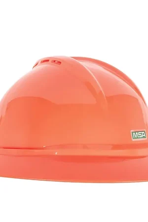 MSA 10167921 V-Gard 500 Full-Brim Hard Hat With Fas-Trac III Ratchet Suspension | Polyethylene Shell, Standard Size in Hi-Viz Orange Limited Time
