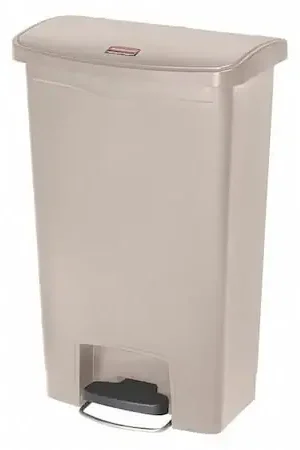 Rubbermaid Commercial 1883458 13 Gal Plastic Rectangular Trash Can Beige Fan Favorite