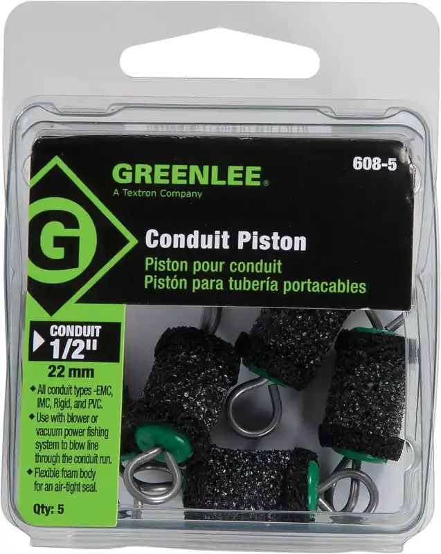 Authentic Greenlee 608-5 Piston, Foam, 1/2 In, Pk5
