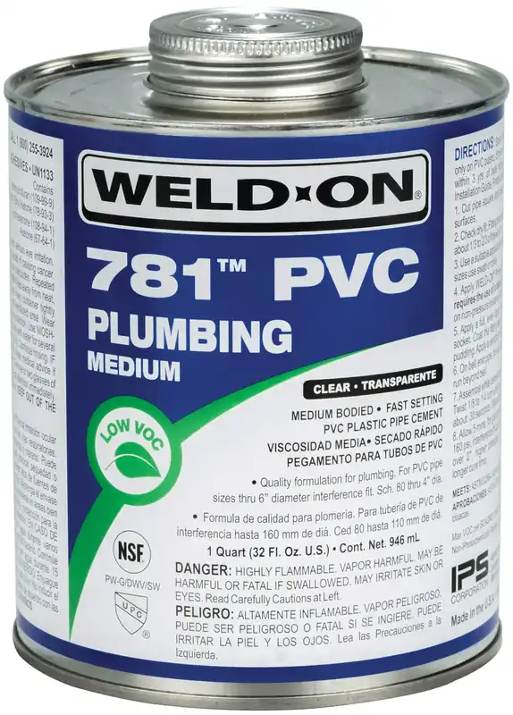 IPS 14006 Weld-On 781 PVC Medium-Bodied High-Strength Plumbing Solvent Cement 1 Quart High Quality