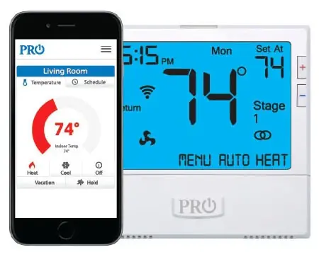 Pro1iaq T855ISH 18 to 30 VAC 50/60 Hz 1.5 A 7 or 5/1/1 Day Programmable Wi-Fi Thermostat Hardwire Only Premium