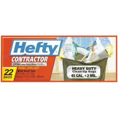 New Release TRUE VALUE E2-4524 Hefty Contractor Trash Bags Heavy Duty 45-Gal 22-Ct