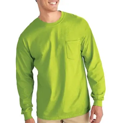 TRUE VALUE G2410GRN-L Pocket T-Shirt Long Sleeve Safety Green Large Time-Limited