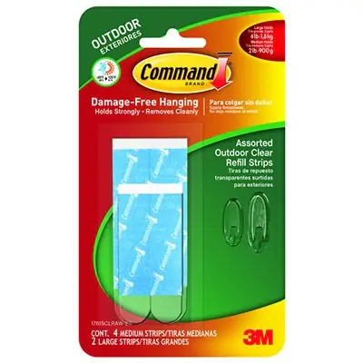 True Value 17615CLRAW-ES Command Hook Strip Refills, Outdoor, Medium-Large, Clear, 6-Pk. Same Day Shipping