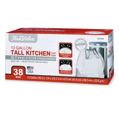 Holiday Sale TRUE VALUE 1200044 True Value Tall Kitchen Trash Bags 13-Gal 38-Ct