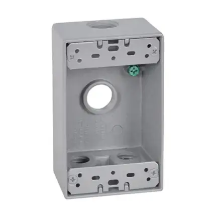 TRUE VALUE FSB50-4 1 Gang Rectangular Outlet Box Four 1/2 Inch Holes Mounting Lugs Closure Plugs Ground Screw Same Day Shipping