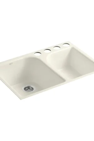 KOHLER 040688783314 Executive Chef Undermount Deep and Shallow Kitchen Sink Biscuit Affordable